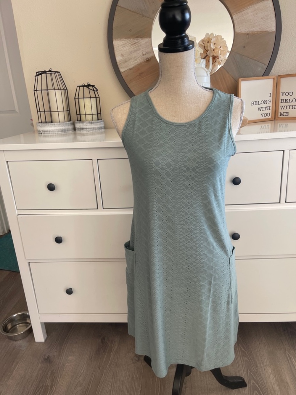 Sleeveless Textured Mini Dress in Sage Green